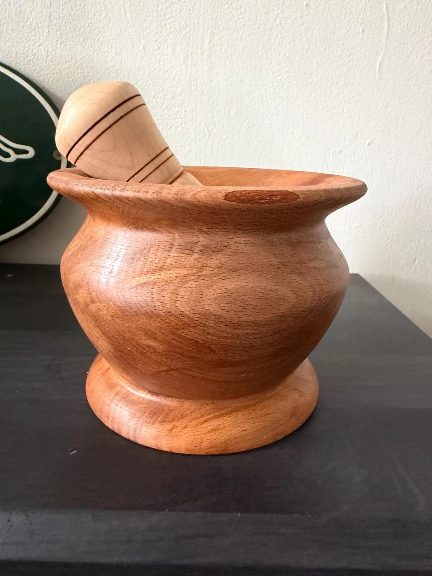 Handmade maple and beech pestle and mortar